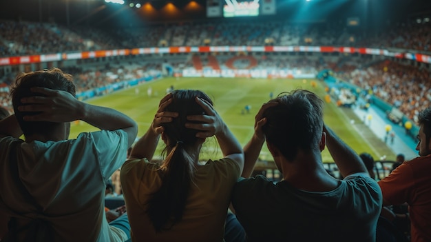 Free photo soccer fans cheering in the stadium