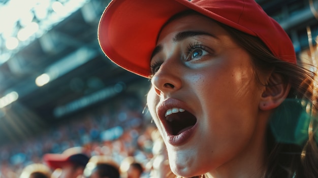 Soccer fans cheering in the stadium