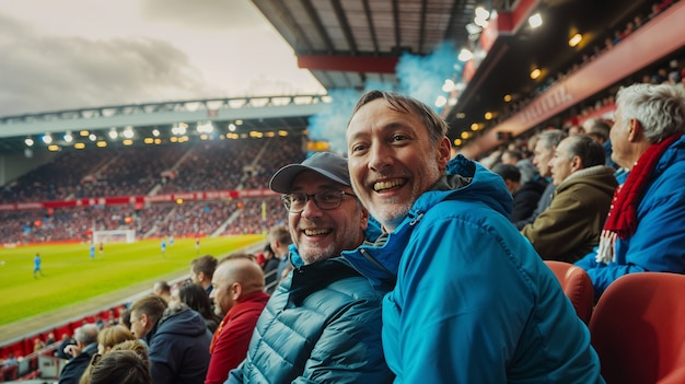 Free photo soccer fans cheering in the stadium