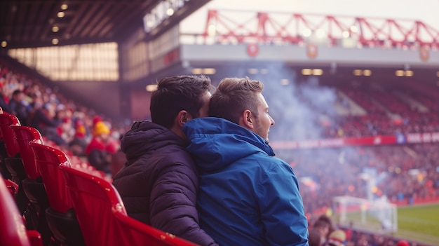 Soccer fans cheering in the stadium