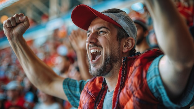 Free photo soccer fans cheering in the stadium