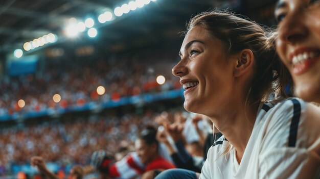 Soccer fans cheering in the stadium