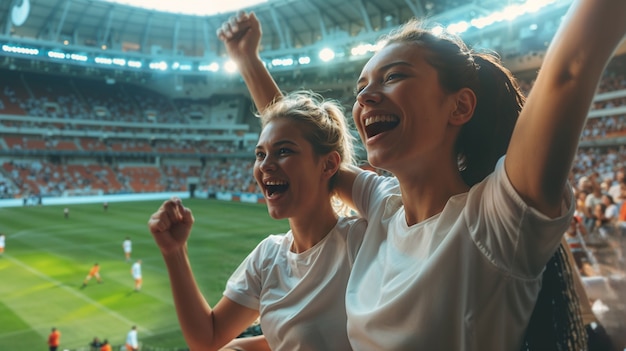 Free photo soccer fans cheering in the stadium