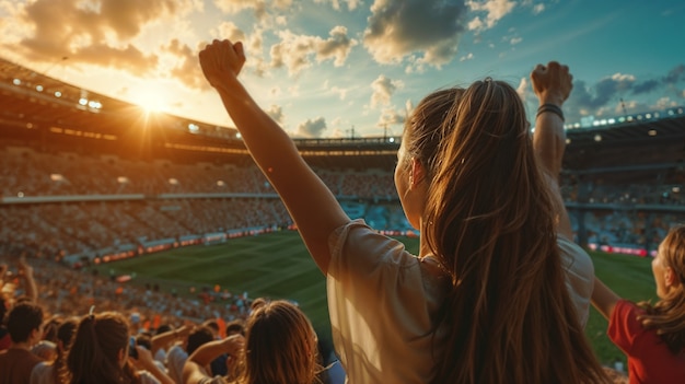 Free photo soccer fans cheering in the stadium