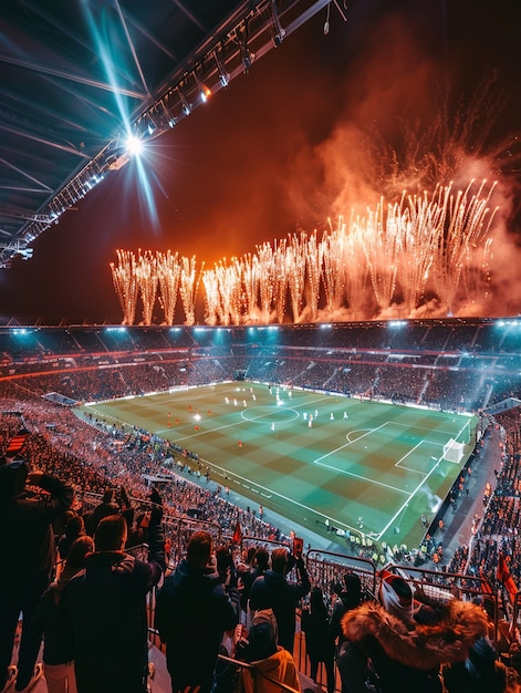 Free photo soccer fans cheering their team in the stadium