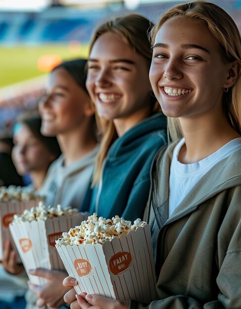 Soccer fans cheering their team in the stadium