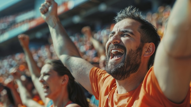 Free photo soccer fans cheering their team in the stadium