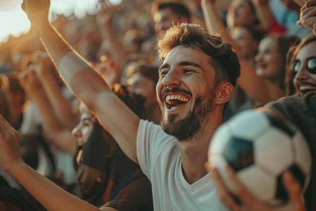 Soccer fans cheering their team