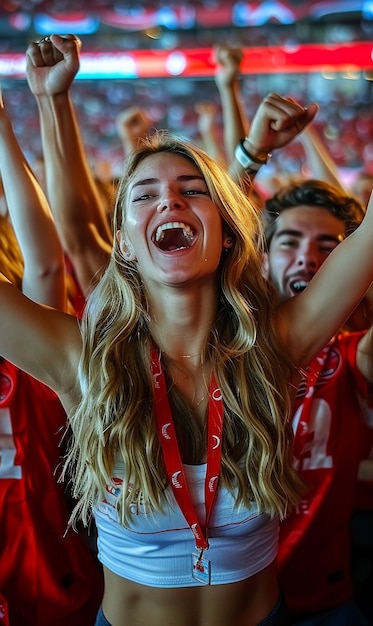 Soccer fans cheering their team