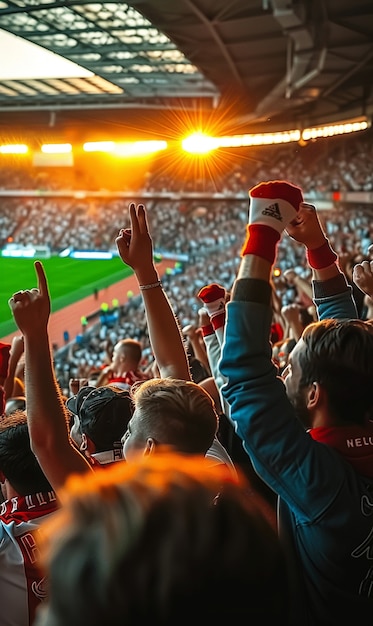 Soccer fans cheering their team