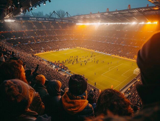 Soccer fans cheering their team