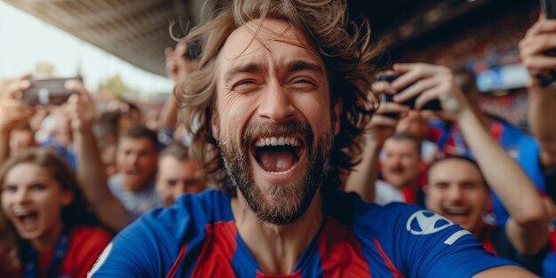 Soccer fans cheering their team