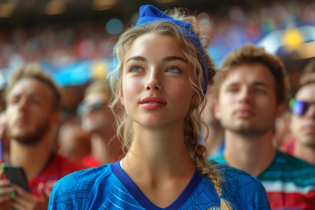 Free Photo soccer fans cheering their team