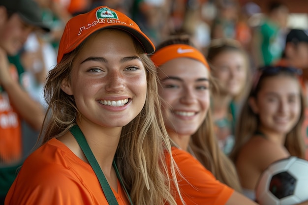 Soccer fans cheering their team