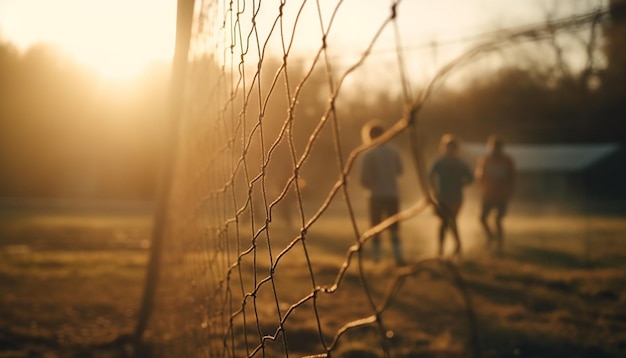 Free photo a soccer goal with a net in the background