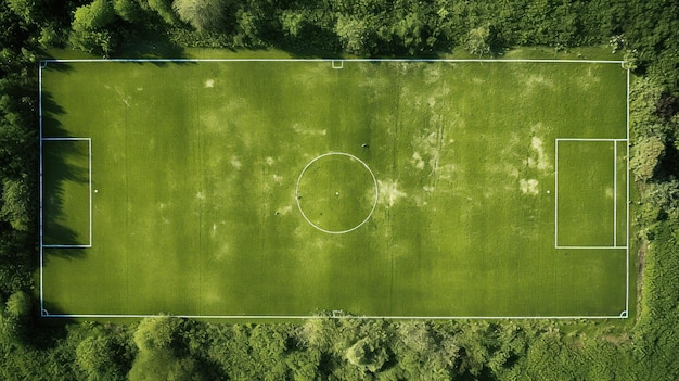 Free photo soccer pitch seen from the air with clear lines