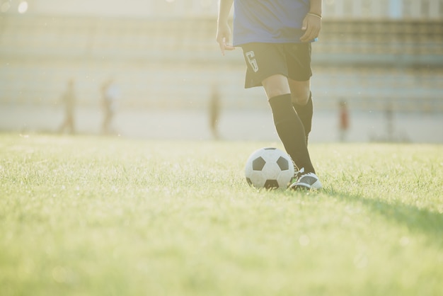 Free photo soccer player action on the stadium