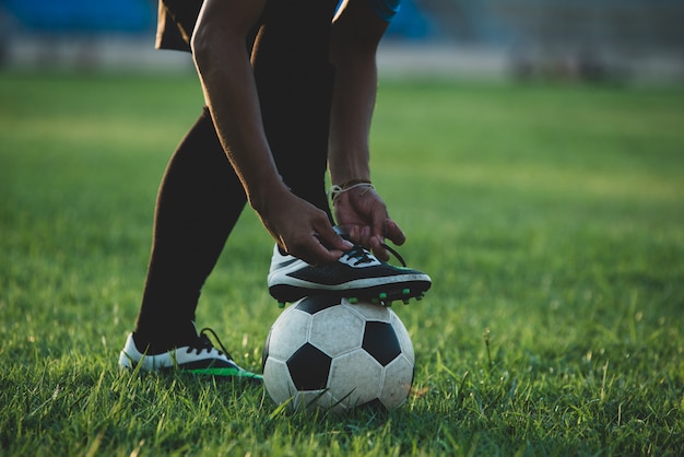 Soccer player action on the stadium