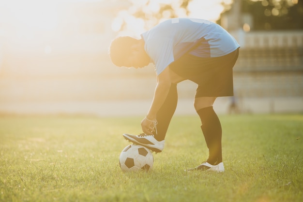 Soccer player action on the stadium