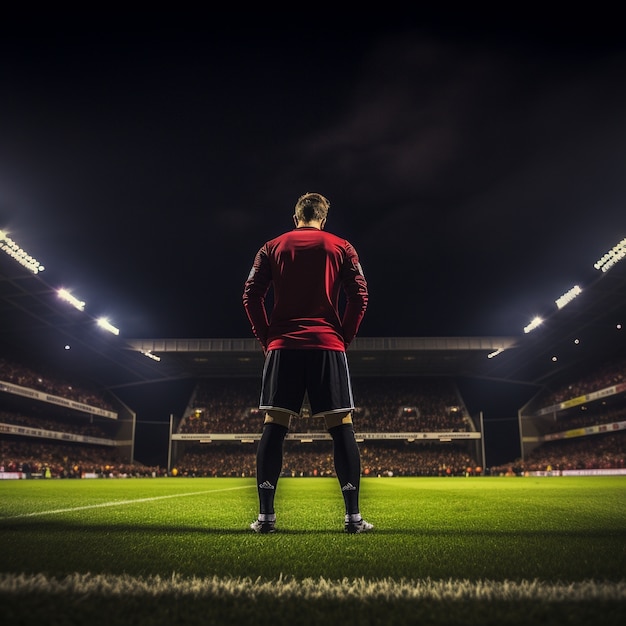 Soccer player on the grass field