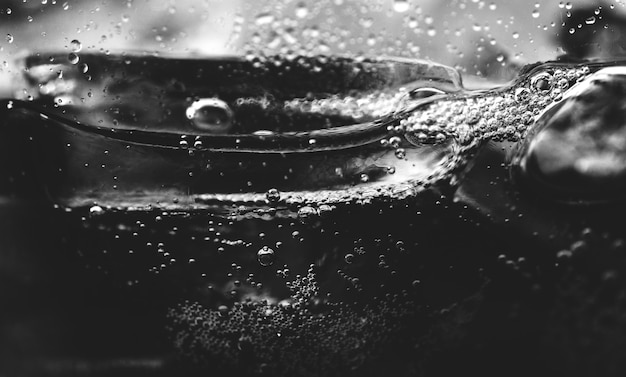 Soda with ice macro shot