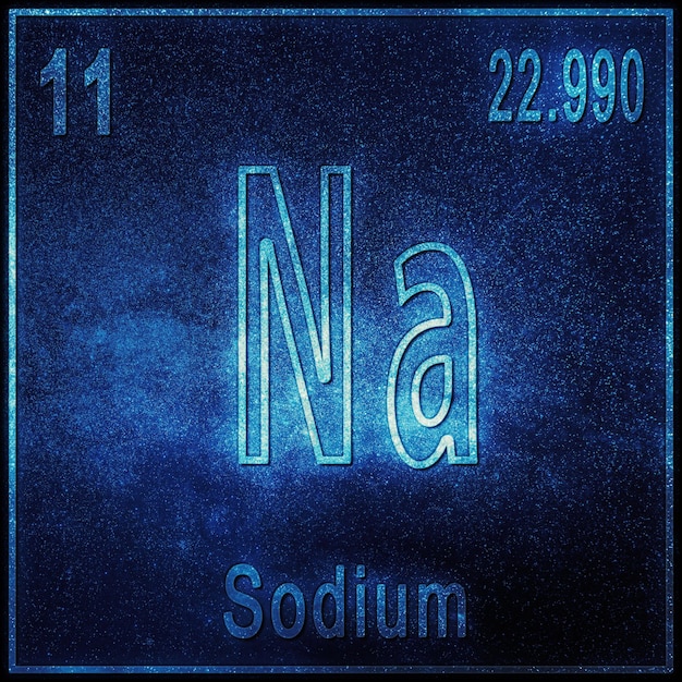 Free photo sodium chemical element, sign with atomic number and atomic weight, periodic table element