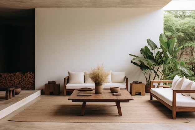 Sofa in a living room decorated with brazilian folklore design