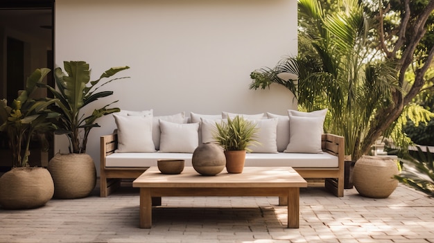 Sofa in a living room decorated with brazilian folklore design