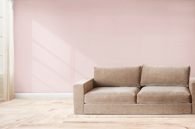 Free photo sofa in a pink room