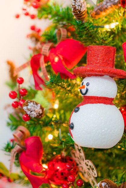 Soft focus of Christmas tree and decorations