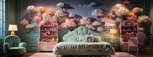 Free photo soft pastel hues room for children