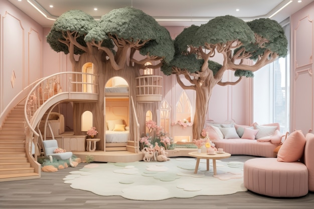 Free photo soft pastel hues room for children