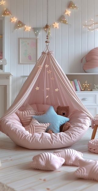 Free Photo soft pastel hues room for children