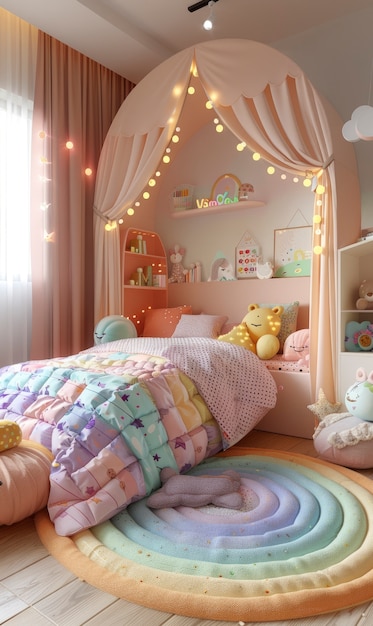 Free Photo soft pastel hues room for children