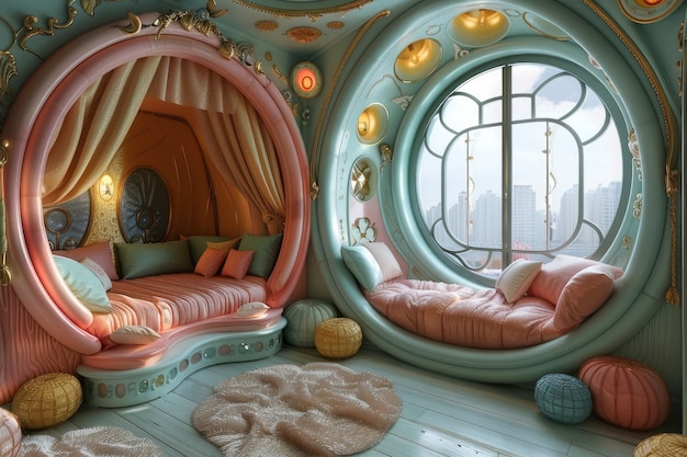 Free Photo soft pastel hues room for children