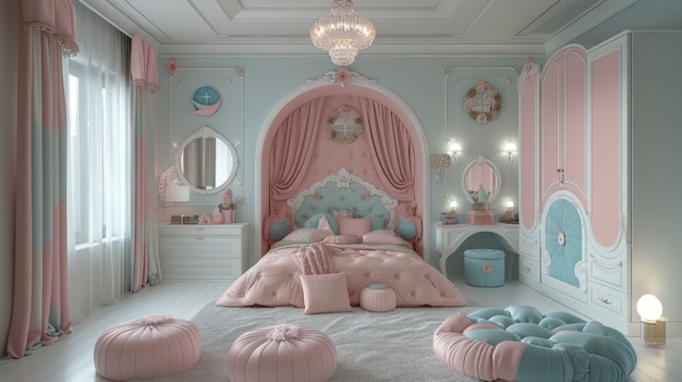 Free Photo soft pastel hues room for children