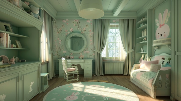 Free photo soft pastel hues room for children