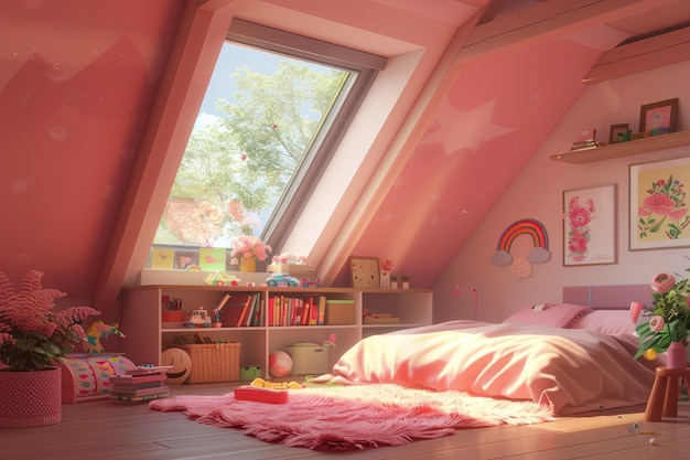 Free photo soft pastel hues room for kids