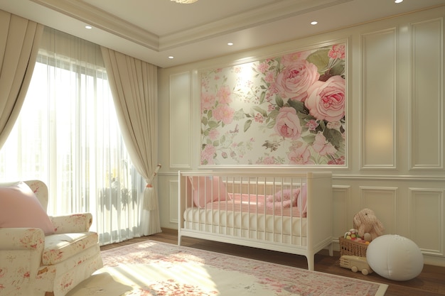 Free photo soft pastel hues room for kids