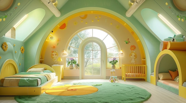 Soft pastel hues room for kids