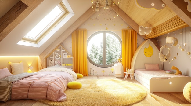 Free photo soft pastel hues room for kids