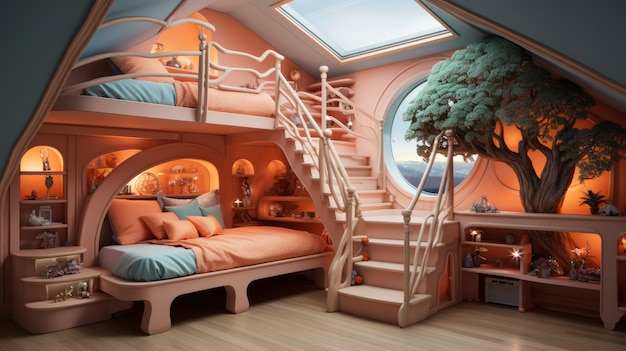 Free Photo soft pastel hues room for kids