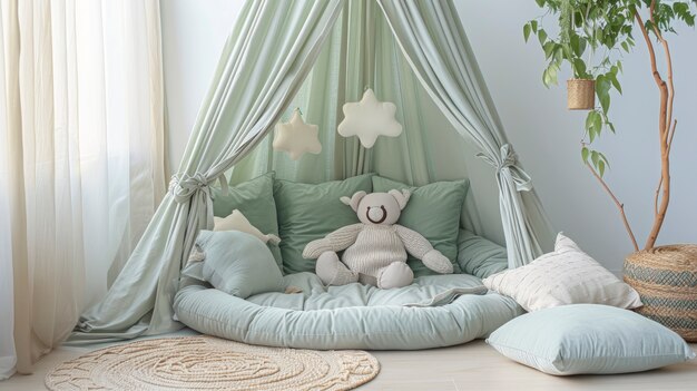 Free Photo soft pastel hues room for kids