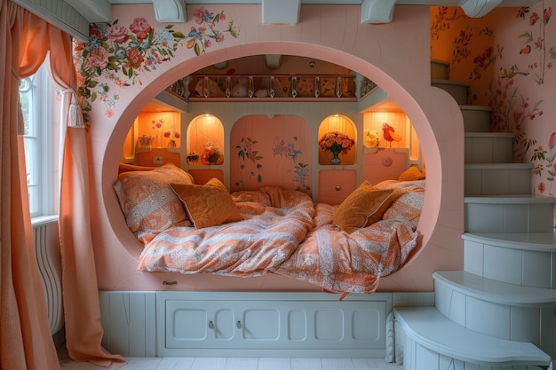 Free Photo soft pastel hues room for kids