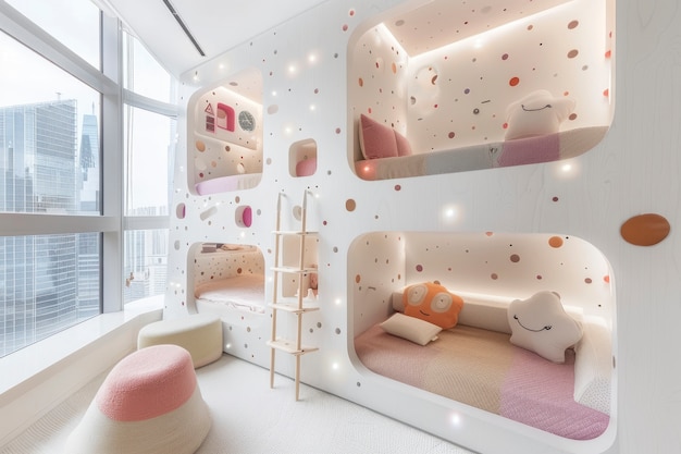 Free Photo soft pastel hues room for kids