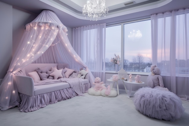 Free Photo soft pastel hues room for kids