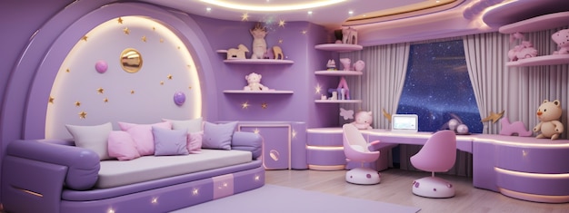 Free Photo soft pastel hues room for kids