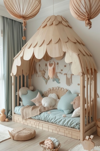 Free photo soft pastel hues room for kids