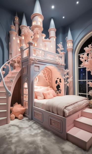 Free Photo soft pastel hues room for kids