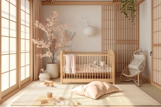 Free Photo soft pastel hues room for kids